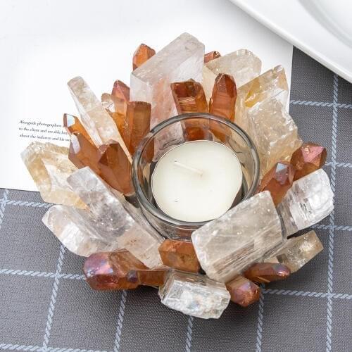 1pc Crystal Candle Holder natural stone Calcite Wedding Bar Party Home Decor Candlestick