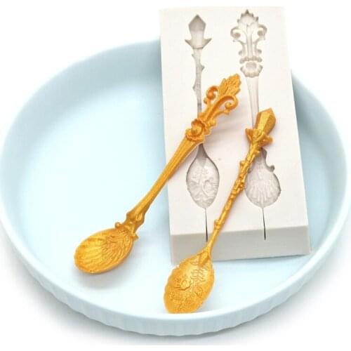 1 Pack Spoon Shape Fondant Silicone Molds Set for Chocolate Candy Sugarcraft Cupcake Topper Cookie Decorating Soaps Made