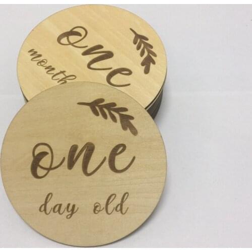 14pcs a lot laser cut timber wood baby milestone cards newborn baby gift baby photography props