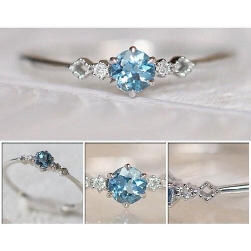 2021 Classic Natural Green Blue Zircon Engagement Rings For Women Jewelry Wedding Engagement Ring Rhinestone Fine Jewelry Gift