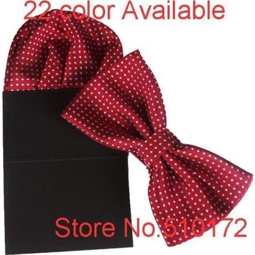 22 color high fashion 2017 free shipping 50sets/lot pocket squares and bow ties sets for men wedding bowtie Christmas gift