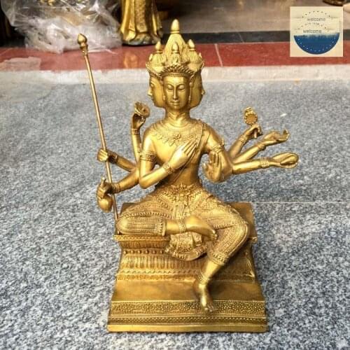 25CM Large Asia Thailand India Four sided Buddha Brahma buddha bless family home Safe Health wealth efficacious Protection