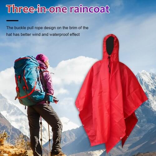 3 in 1 Backpack Travel Rain Cover Rain Coat Hood Hiking Cycling Rain Cover Poncho Waterproof Raincoat Outdoor Camping Tent Mat