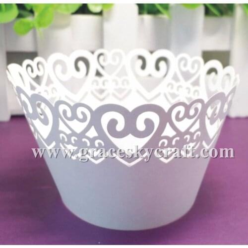 50pcs free shipping Laser Cut Home Cupcakes accessory Wedding Birthday Multi Love Heart Cupcakes Wrappers Cake holders .23colors