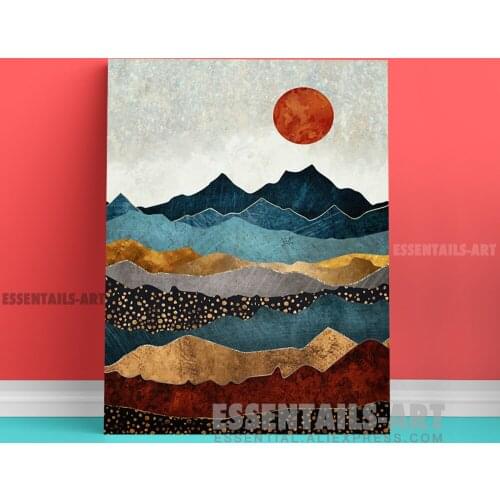 Nordic Abstract Nature Metal sunset Canvas Wall Art Painting Decor Bedroom study Living kid Room Home Decoration Prints