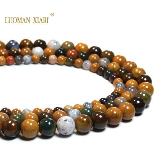 Wholesale Top AAA 100% Natural Ocean Jaspers Round Stone Beads For Jewelry Making Diy Bracelet Necklace 6/8/10mm Strand 15