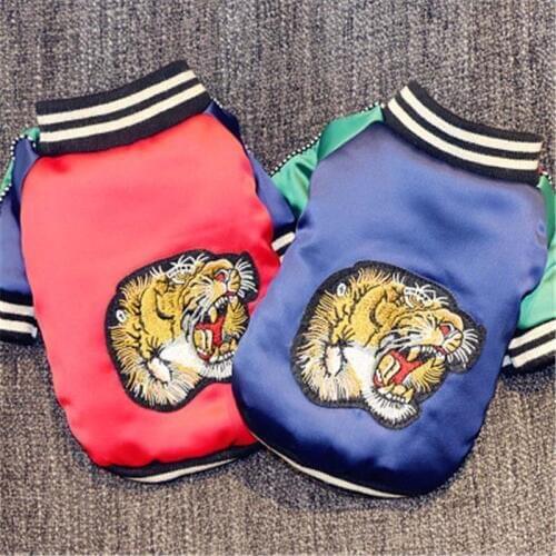 Design Dog Jacket Coat Fashion Tiger Head Embroidered Pet Winter Clothes for Small Dogs Puppy Cat Costume Outfit Pets Clothing