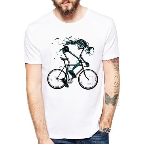 Worn out Bikes T-shirts Men Funny Skeleton bicycle Design 100% Cotton O-neck Graphic Tshirt Fashion Sku'l'l Style Tops Tees