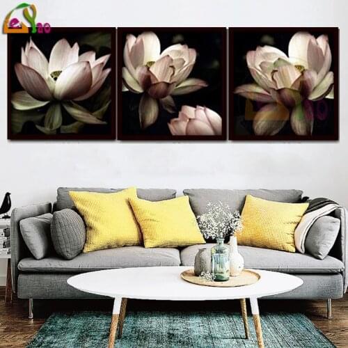 Magnolia On Dark Background Triptych 5D Diy Diamond Painting Full Square/Round Drill Diamond Embroidery Home Decor Rhinestones