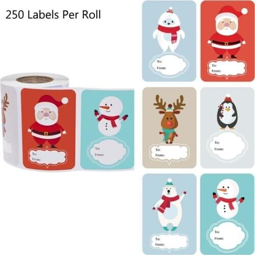 250pcs Adhesive Christmas Gift Name Tags XMAS Stickers Present Seal Labels Decor 11UA