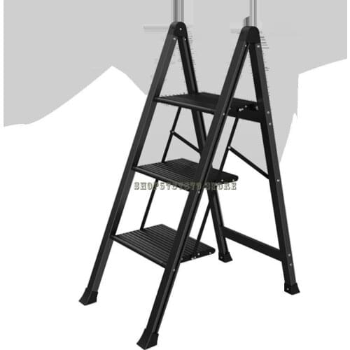 Multifunctional Household Ladder Folding Herringbone Ladder Stair Stool Thickened Aluminum Ladder Three Step Ladder Flowe