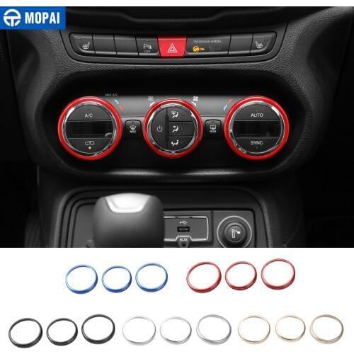 MOPAI Car Interior Air Conditioning Adjustment Button Decoration Cover Ring for Jeep Renegade 2015-2017 Car Accessories Styling