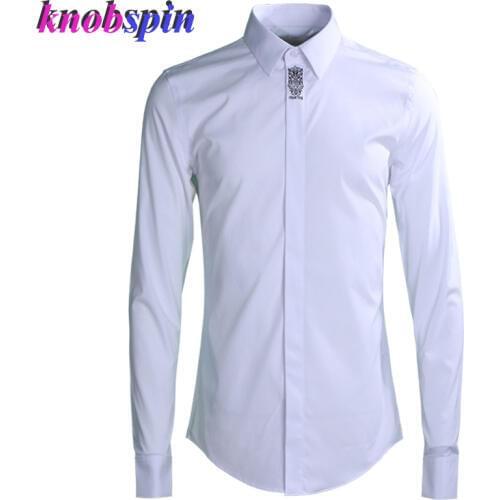 Slim Casual Shirt men 2019 Brand quality 80% Cotton Solid color business male Dress Shirts long sleeve Plus size M-4XL Camisas
