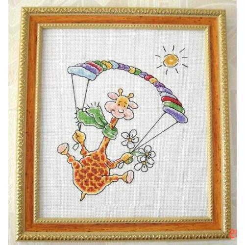 Needlework embroidery Toile 11CT accurate printed cloth A2327 Cartoon Cross Stitch Kit Colorful parachute giraffe