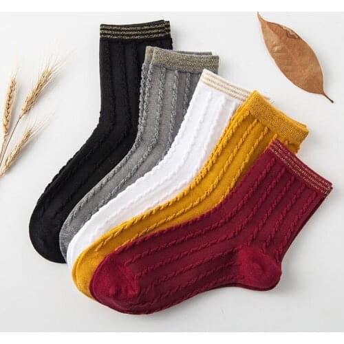 Korean style student socks black/white/yellow cotton blends socks 1order=5pairs