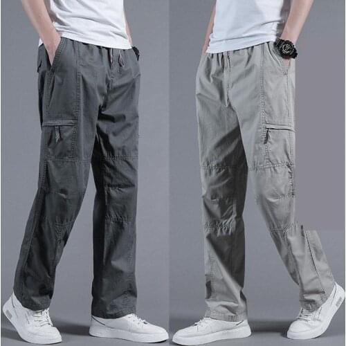 New Arrival Fashion Men Pants Summer Thin Overalls Loose Straight Casual Cotton High Waist Plus Size M L XL 2XL 3XL 4XL 5XL 6XL