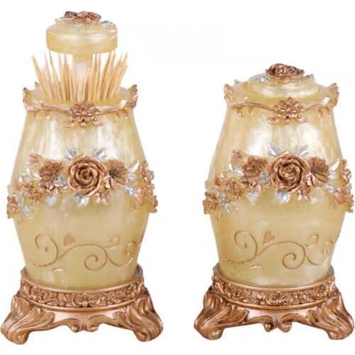 New Design Resin Vintage Automatic Toothpick Holder Toothpick Dispenser Box Organizer European Style 7.5 *14cm Table Decoration