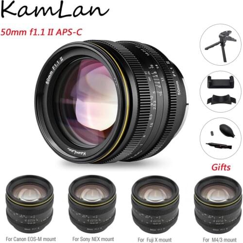 KamLan 50mm f1.1 II APS-C Camera Lens Large Aperture Manual Focus For Canon Sony Fuji M4/3 Olympus Panasonic Mirrorless Camera