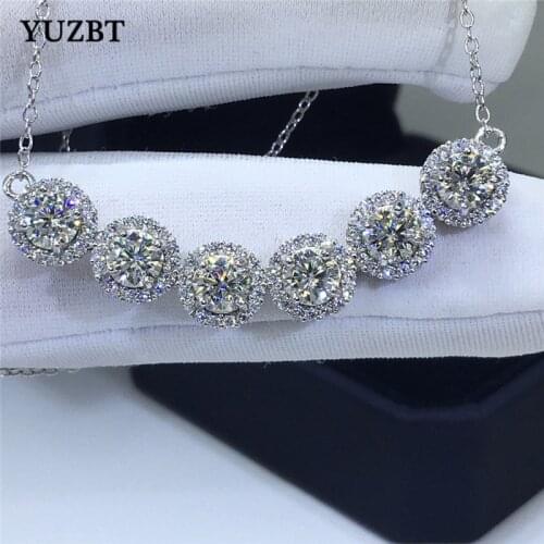 18K White Gold Plated Round Excellent Cut 3 Carat Gemstone Diamond Test Past Stackable D Color Moissanite Pendant Necklace Gift