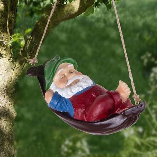 Resin Swing Gnome Adornment Statue Dwarf Pendant Waterproof Outdoor Garden Home Hanging Decoration Accessories