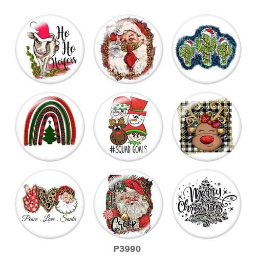 Christmas Santa Claus DEER 12mm/18mm/20mm/25mm/ Round glass cabochon flat back Making findings snap button jewelry P3990