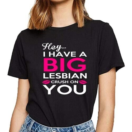 Tops T Shirt Women lesbian crush gay lgbt rainbow lesbian heather prism Vogue Vintage Custom Female Tshirt