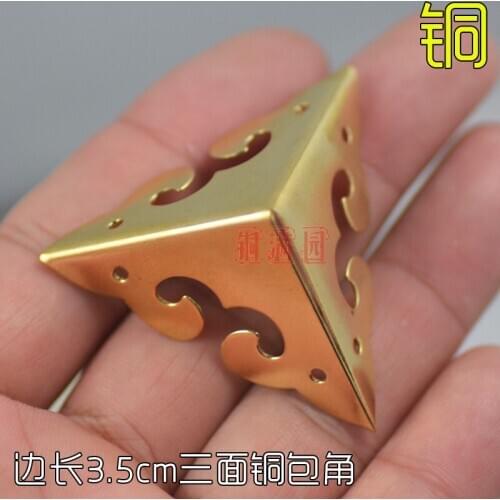 Three 3.5cm fine High-grade Antique Copper Bags Corner Copper pieces of furniture Corner flower clouds Copper fittings wholesale