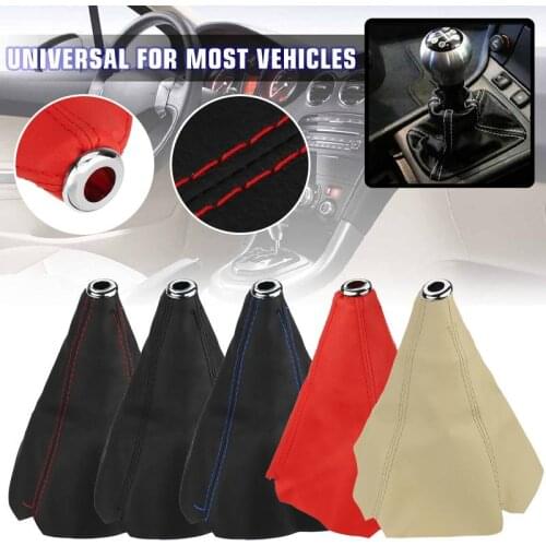 Universal PU Leather Gear Shift Collars Shift Lever Knob Boot Cover Car Manual Gear Shift Knob Gaiter Boot Dust Cover