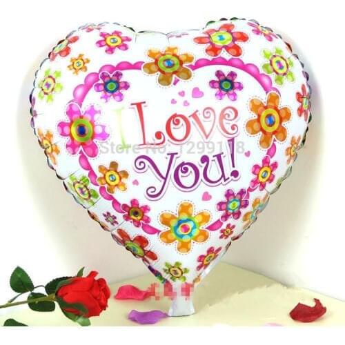 10pcs/lot Love You Flower Heart Shaped Foil Balloons Birthday Party Supplier Globos Inflatable Heart Wedding Party Supplies