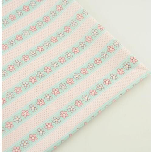 Cuted Flowers and Dots Stripes Design Light Pink Cotton Fabric Patchwork Cloth Teramila Sewing Tissus Cutting Pieces Quilting