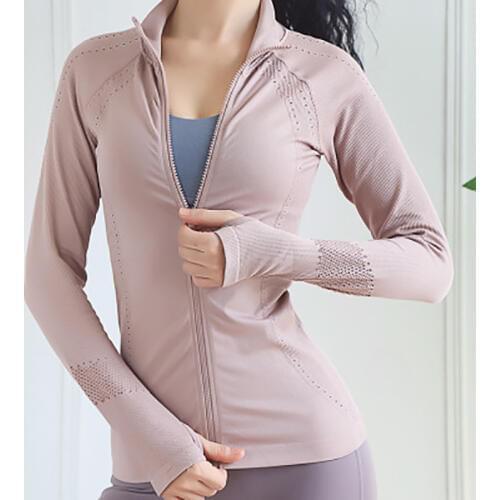 Zhangyunuo Sweatshirts Women Crop Top Gym Zipper Fitness Active Wear Sports Dry Fit Jacket Elastic High Collar Long-sleeve Wear