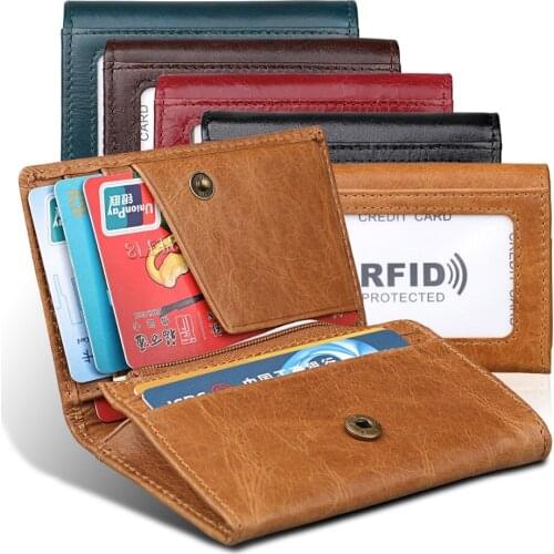 Women Genuine leather wallets Small purses Coin Purse Card Holder Short simple mini Wallet multi-function Lady Purses