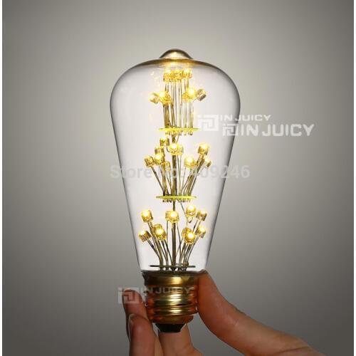 10PCS/LOT Wholesale Retro lamp Edison LED energy-saving bulb ST64 all over the sky star 3WATT LED bulb art decoration lamp E27