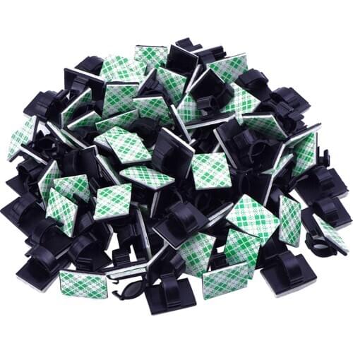 100pcs Adhesive Cable Clips Wire Clips Cable Wire Management Wire Cable Holder Clamps Cable Tie Holder for Car, Office and Home