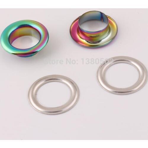 100pcs/lot Rainbow Color Colorful 10mm inner Grommets eyelets with Washer for belt bag garment accessories