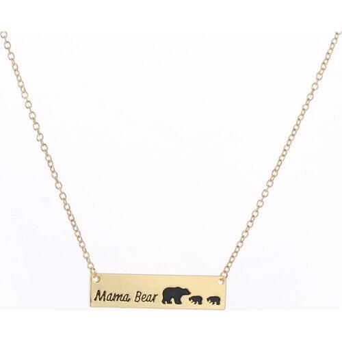 2017 Hot sale Mama Bear Simple Bar Necklace Mom Gift Mothers Day Birthday Gift for Mom Mama Bear Necklace