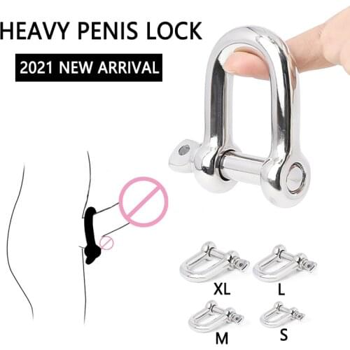 2021 Heavy Penis Lock Metal Training Ring Ball Stretcher Scrotum Stainless Steel Cock Ring Delay Ejaculation Adult Toys
