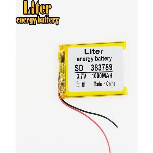 3.7V,1000mAH,383759 PLIB; polymer lithium ion / Li-ion battery for GPS,mp3,mp4,mp5,dvd,bluetooth,model toy mobile bluetooth
