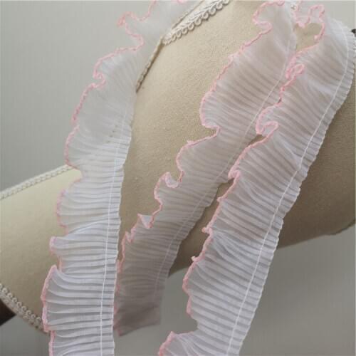 3cm wide Organza pleated seams small lace doll skirt cuffs lace accessories 10yards/lot