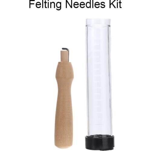 30pcs DIY Wool Felting Needles Handle Felt Tools Kit With Bottle For Starter Wood Handles Felt DIY Craft Needles Kit