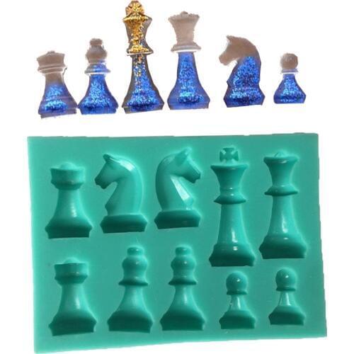 3D Chess Silicone Fondant Mold Polymer Clay Resin Molds Cake Baking Decorating Tools Chocolate Candy Gumpaste Moulds K826