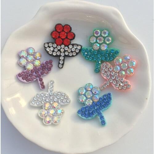 50Pcs 2CM 7color Flower Padded Rhinestone Applique for DIY Clothes Craft Shoes Hat Headwear Decor Patches