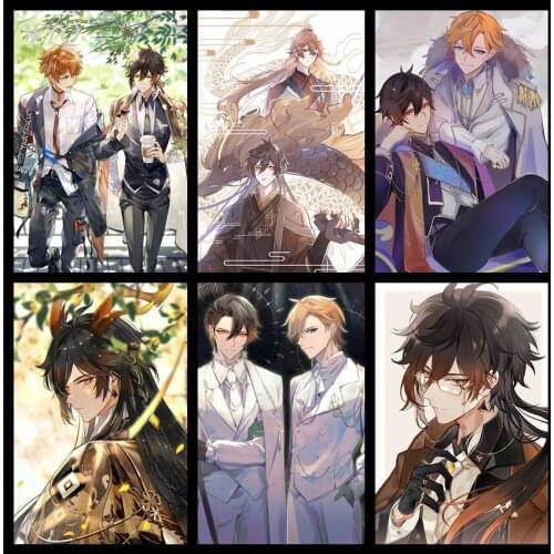 5D DIY Full Square Round Diamond Painting Genshin Impact Game Anime Diamond Embroidery Cross Stitch Kits Pictures Needlework