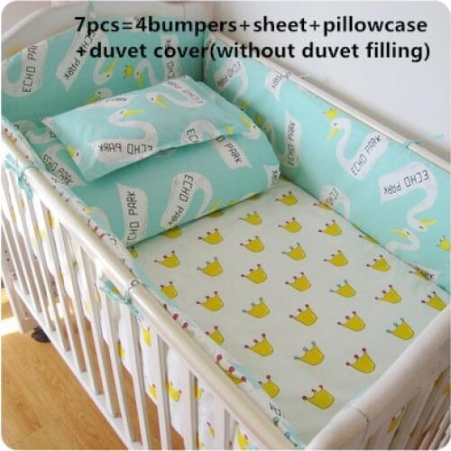 6/7PCS 100% cotton Crib Set Crib Bedding Sets juego de cama Baby Bedding Free Shipping Fast Delivery , 120*60/120*70cm