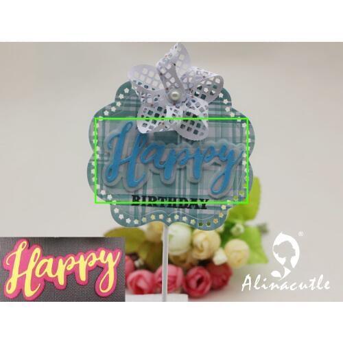AlinaCraft METAL CUTTING DIES cut shadow outline palphabet word happy Scrapbook paper craft handmade card album punch art cutter