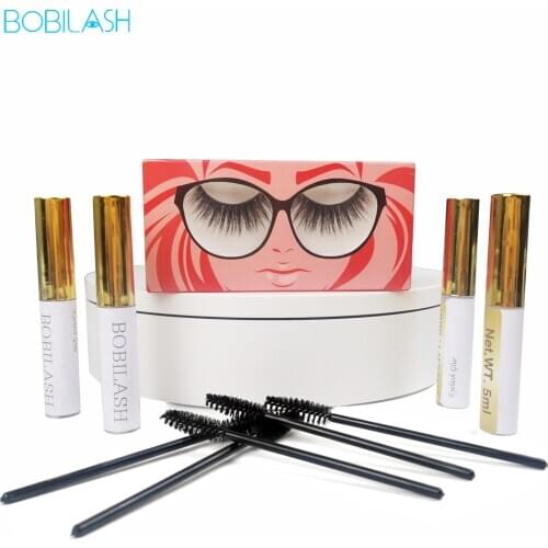 BOBILASH 1Pair False Eyelashes Set With Glue For Eyelashes Extention Natural Lashes Professional Quick Dry Eyelash&Lashes Brush