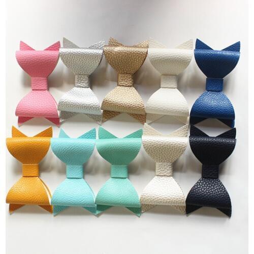 Big Size Synthetic Leather Bows Design Kids Hairpins Handmade Aritificial Felt Hair Clips Lovely Bowknot Accessories 12pcs/lot