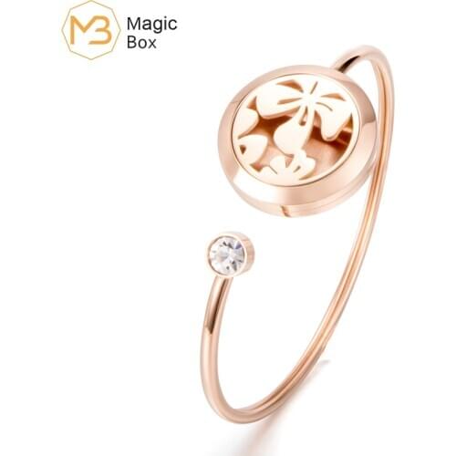 Essential oil diffuser bracelet open Rose gold stainless steel l316 steel simple bangles for women jewelry store lotus bangles