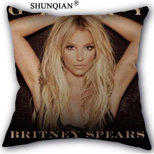 Britney Spears Pillowcase Custom Cotton Linen Square Decorative Pillow Cases Cover Zippered 45x45cm one side