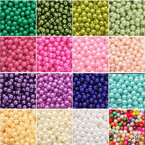 Multi Option Mixed 4/6/8/10mm Round Imitation Rainbow Color Plastic ABS Pearl Beads For Garment Bags Shoes